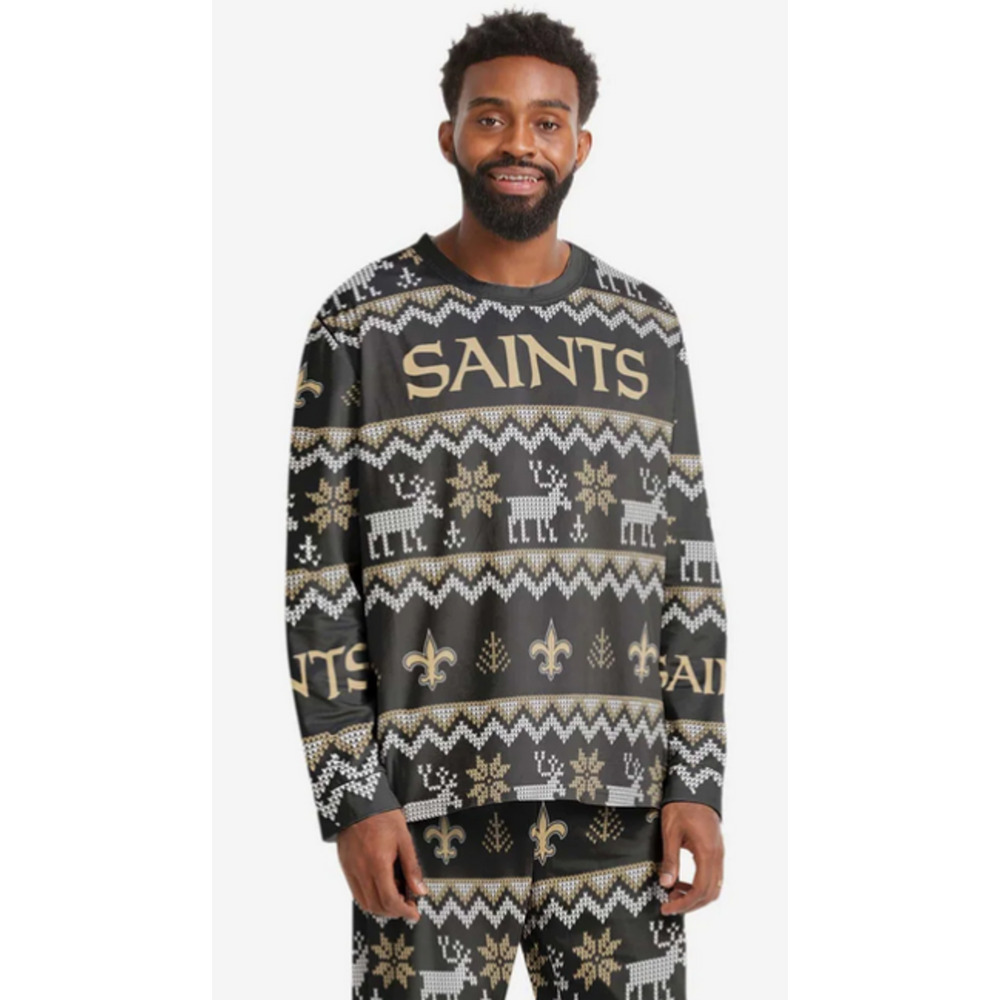 New! Foco 2XL NFL New Orleans Saints Mens Holiday Pajamas